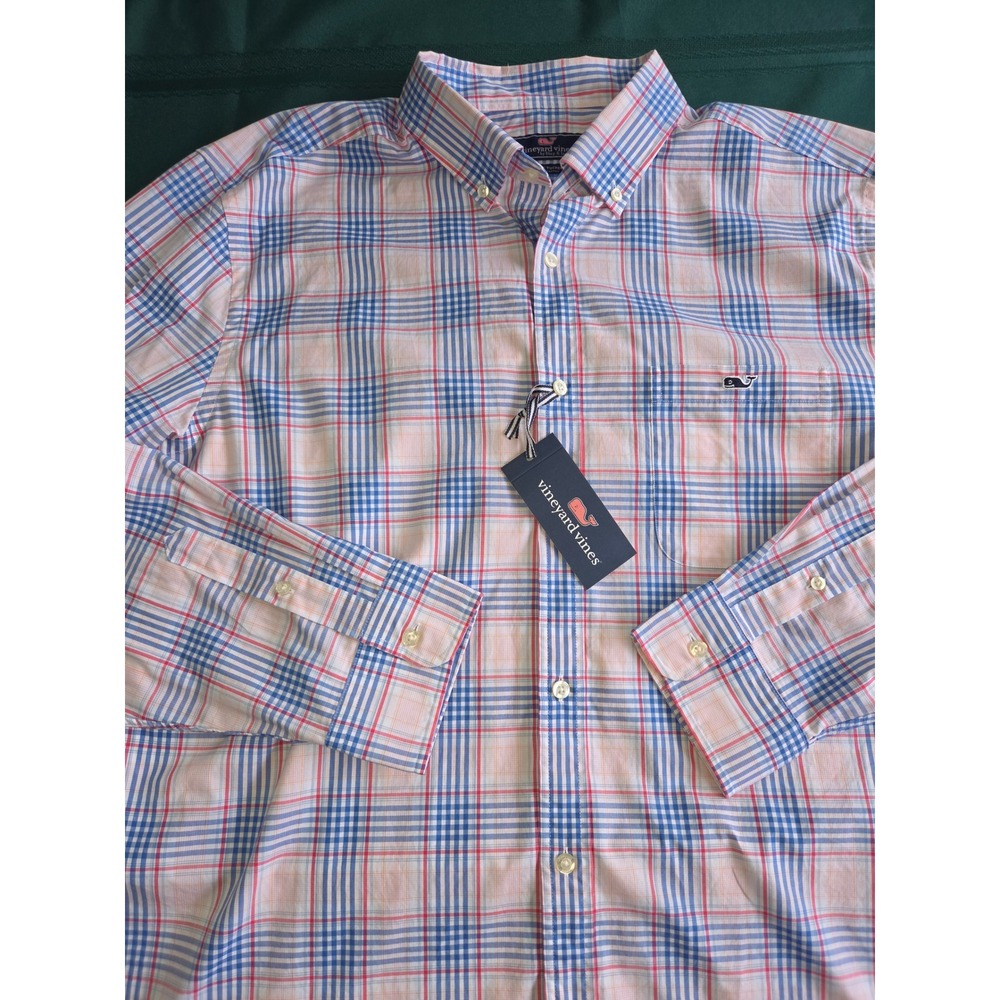 Vineyard Vines Classic Fit Tucker Shirt Pelican Plaid Rose Pink 1W3200-678 XL
